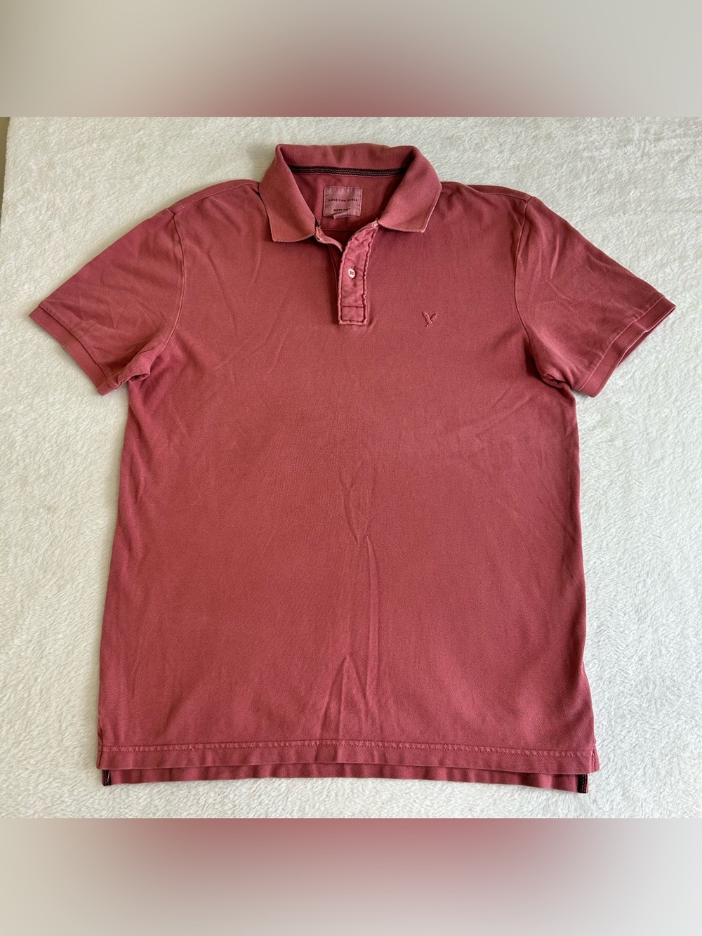 American Eagle Outfitters Men's Polo Shirt Medium Pink Super Soft Pullover
